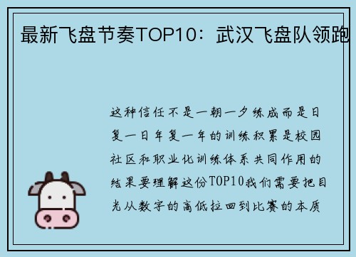 最新飞盘节奏TOP10：武汉飞盘队领跑